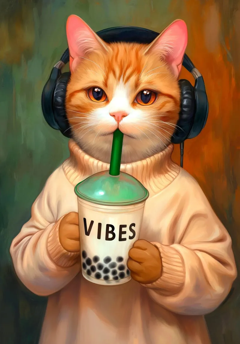 Il gatto ama il bubble tea poster da Voxel Visionaries