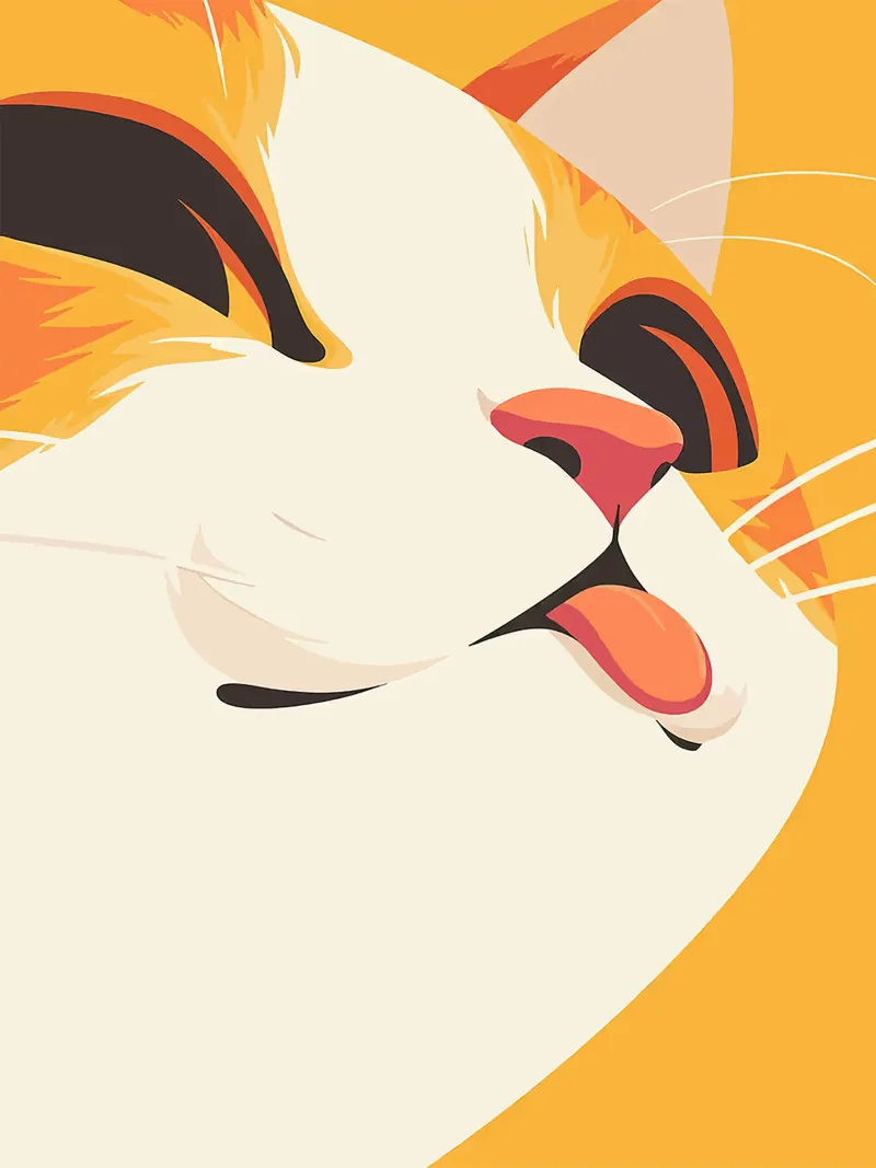 gatto lingua baffi orecchie naso arancione poster con telaio in plastica da Franziska Richter