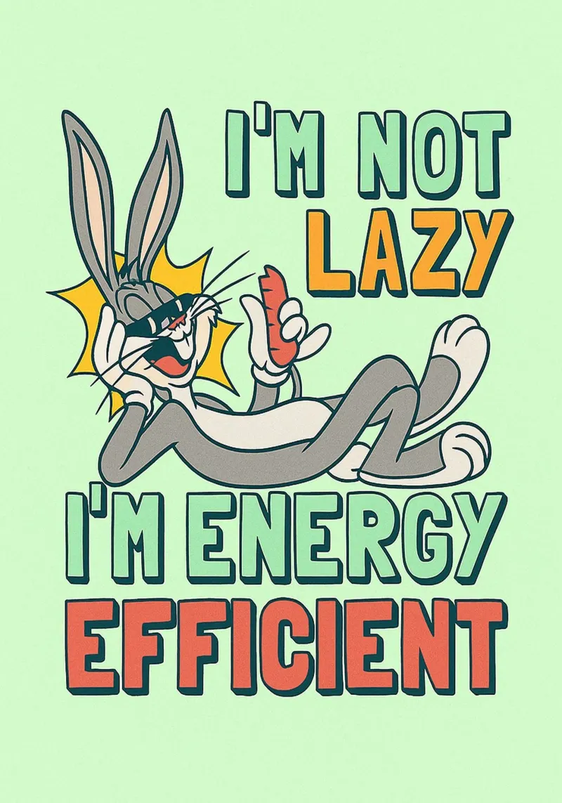 in not lazy rabbit funny drawing poster by klicins