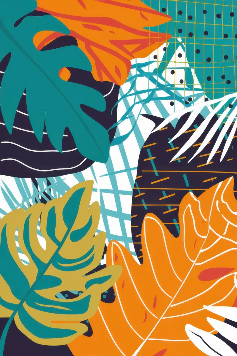Verwarde jungle abstract canvas met Baklijst van Bruce Juice