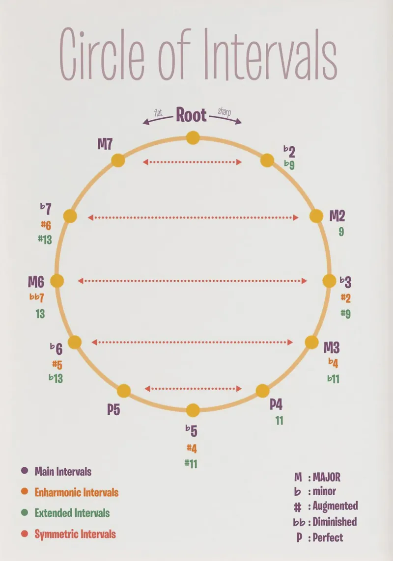 Cerchio di intervalli poster con telaio in alluminio da musicaltools