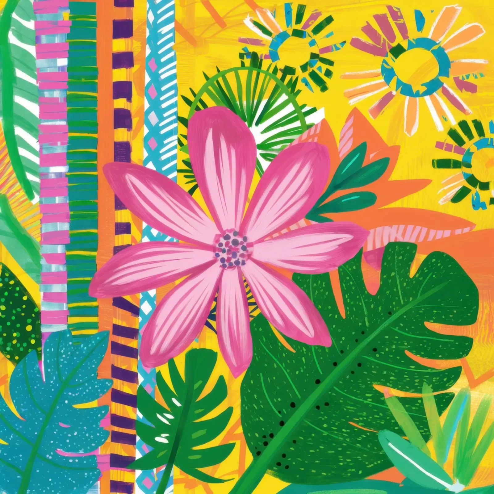 Giungla d'oro in fiore poster con telaio in legno da Bruce Juice