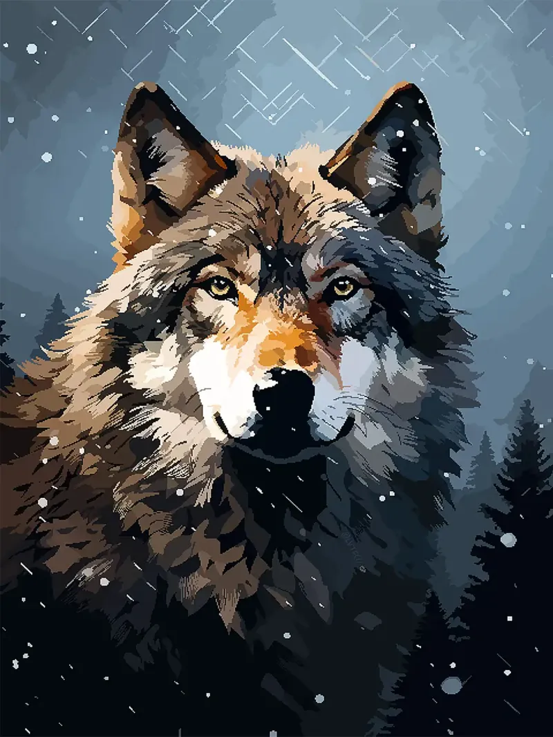 lupo animale neve inverno foresta poster con telaio in alluminio da Elly Neubauer