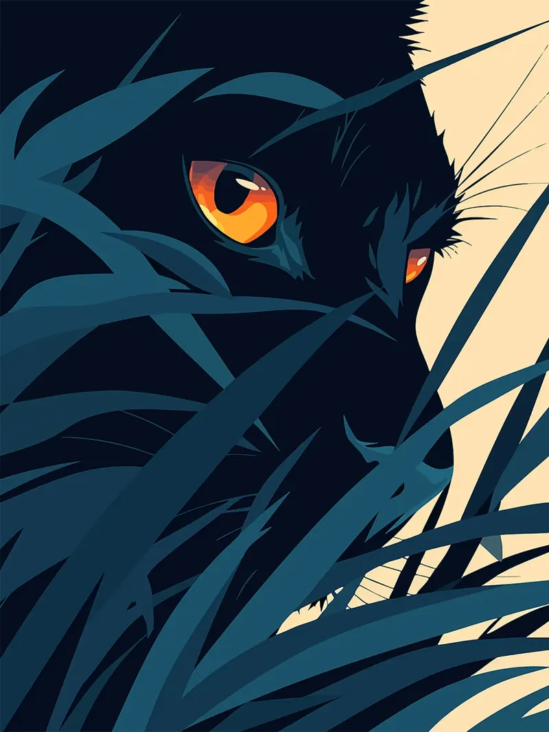 pantera giungla fauna selvatica fogliame occhi poster con telaio in legno da Lukas Hoffmann