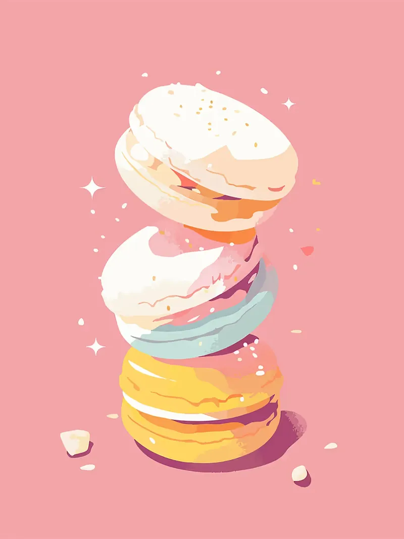 macarons dessert dolci pasticceria snack poster con telaio in legno da Lukas Hoffmann