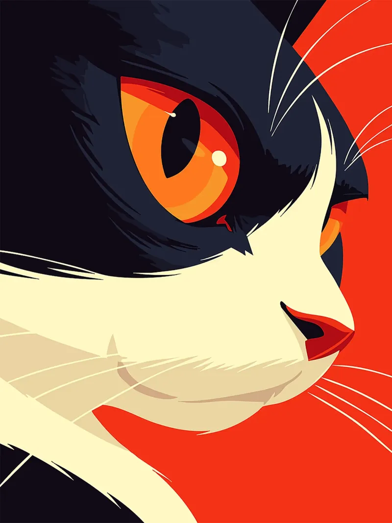 gatto felino animale ritratto primo piano occhi baffi poster con telaio in plastica da Lukas Hoffmann