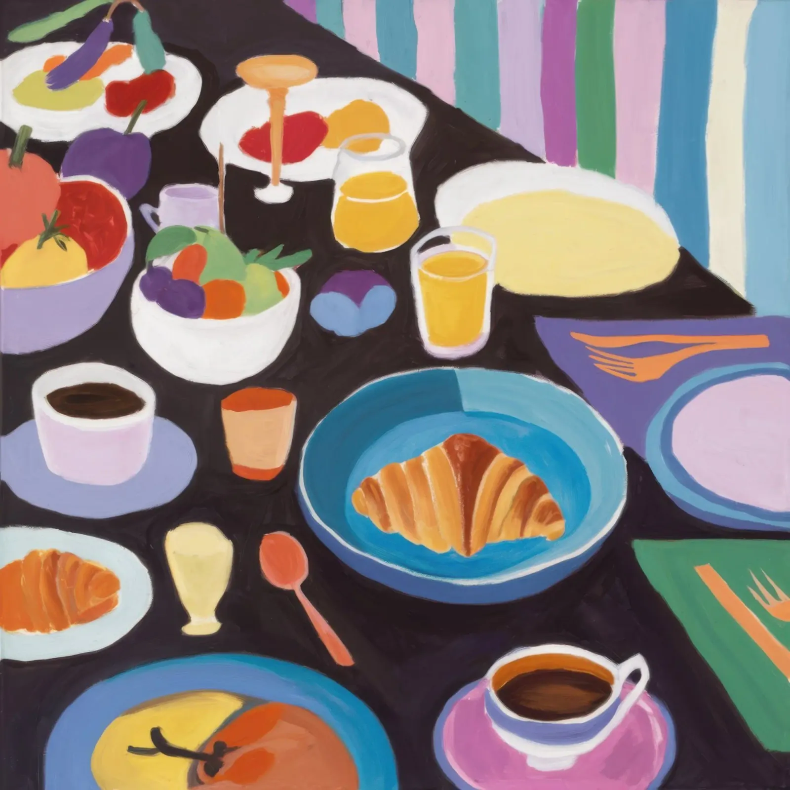Amplio desayuno buffet lienzo con Marco flotante de Bruce Juice