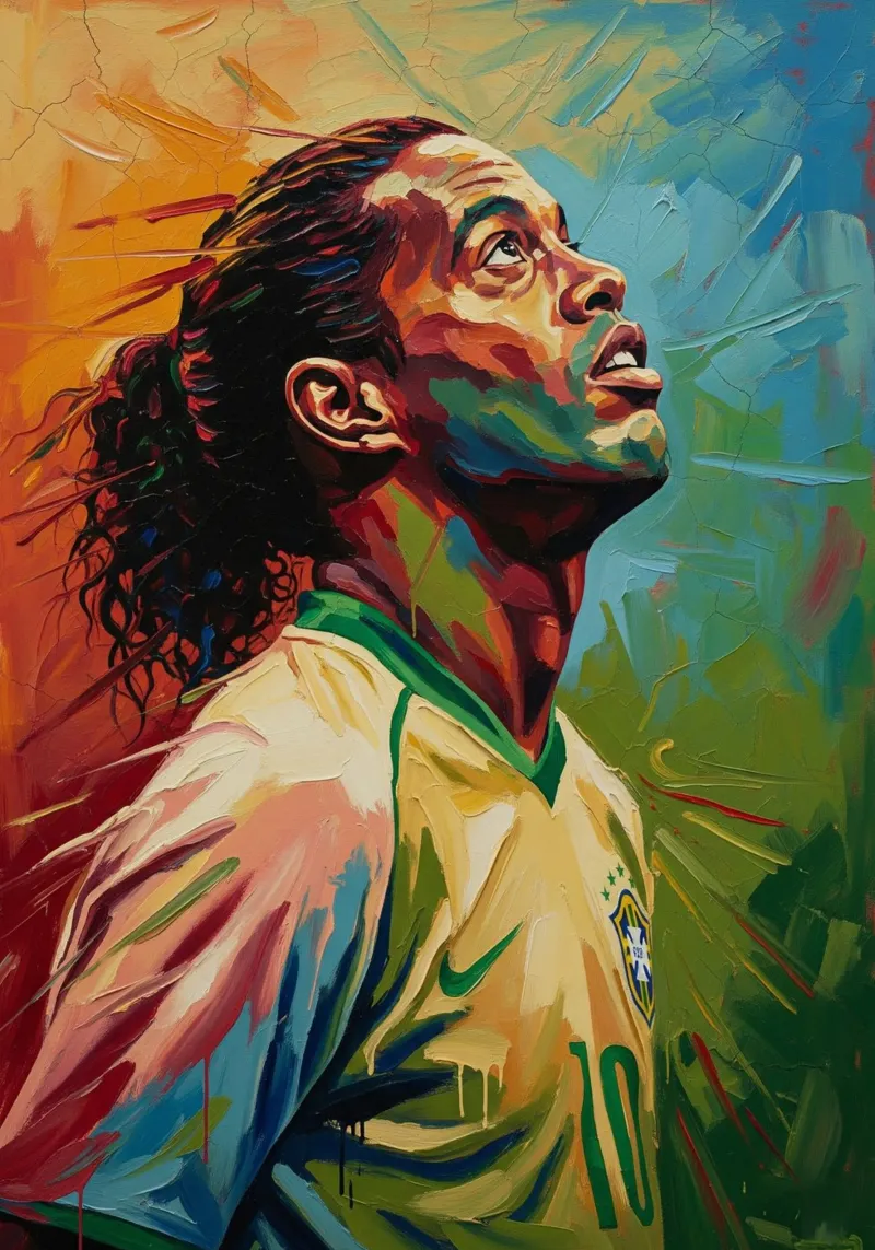 Ronaldinho astratto colorato pop art poster con telaio in plastica da Lembayung art