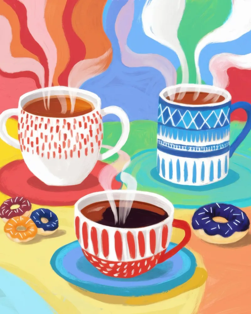 Infuso mattutino psichedelico poster con telaio in alluminio da Autumn Season