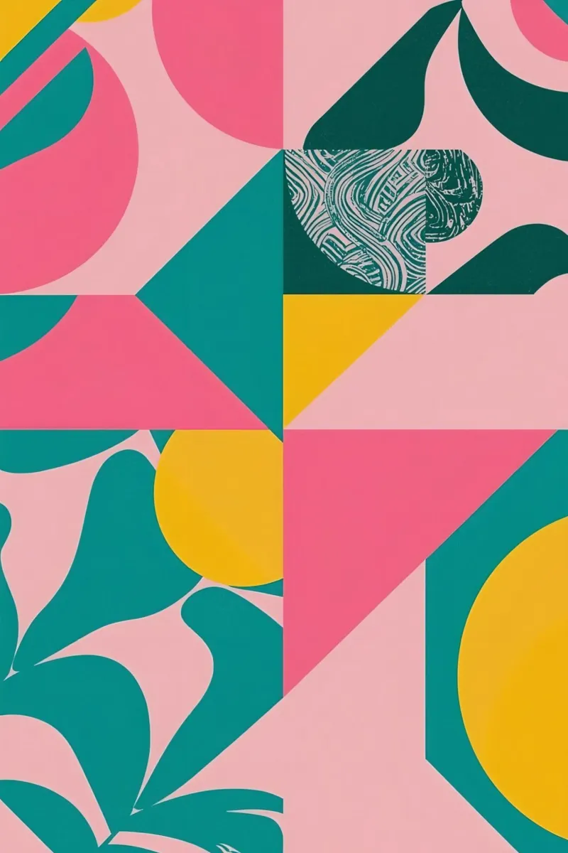 Geometric Abstract with Circular and Triangular Forms poster with aluminum frame by DesignDoodle