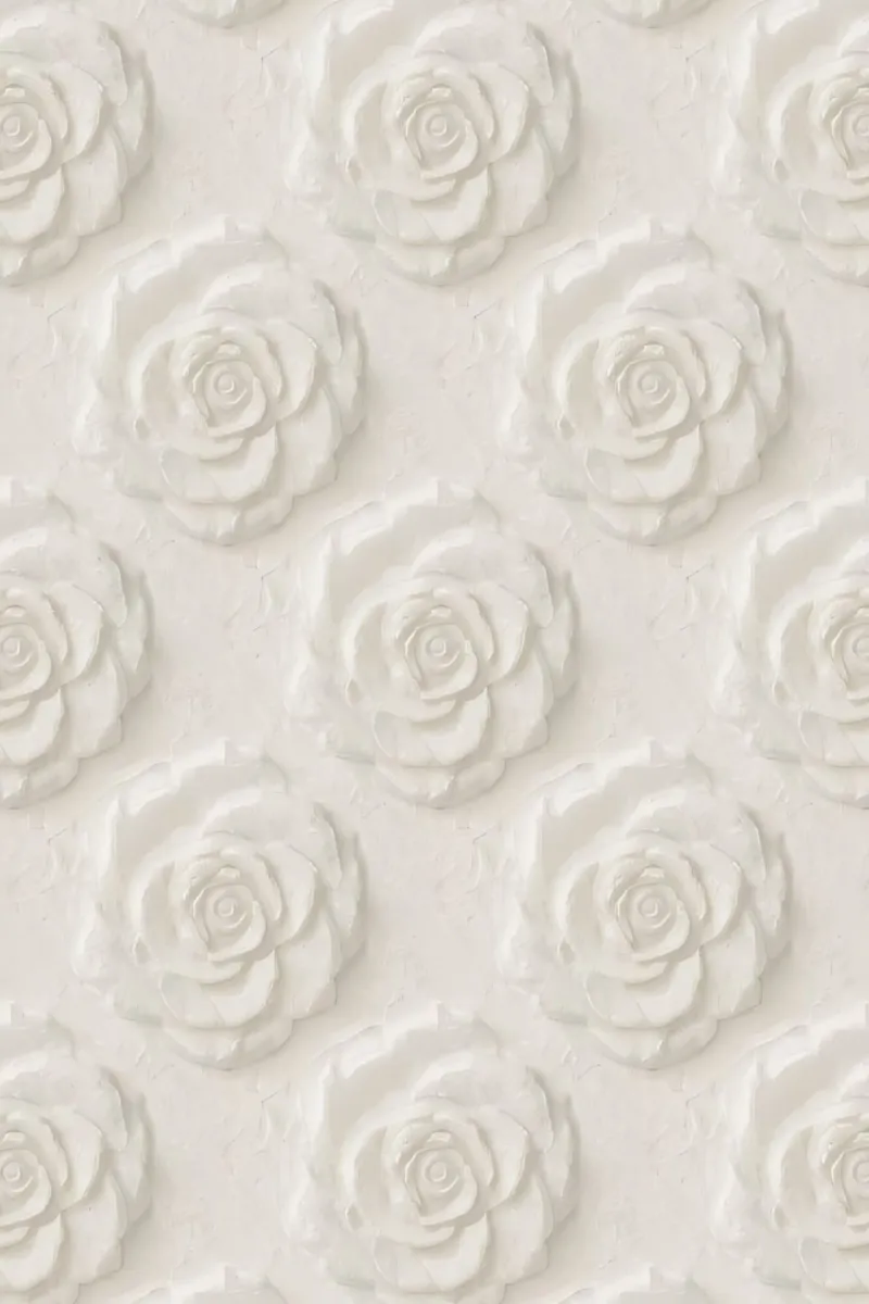 Modello a rilievo di rosa in gesso bianco poster da DesignDoodle