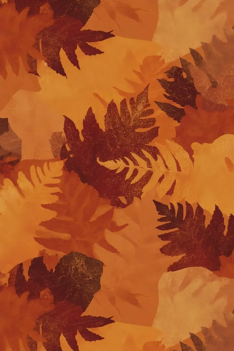 Overlapping Leaf Silhouettes in Autumnal Colors poster with plastic frame by DesignDoodle