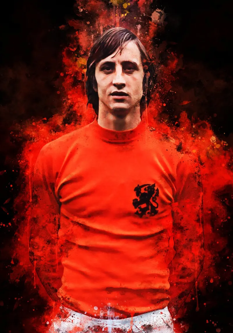 Johan Cruyff poster con telaio in legno da MasterInkArt