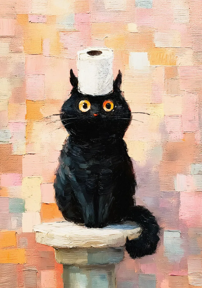 Cat toilet paper holder stand poster da Custom4U