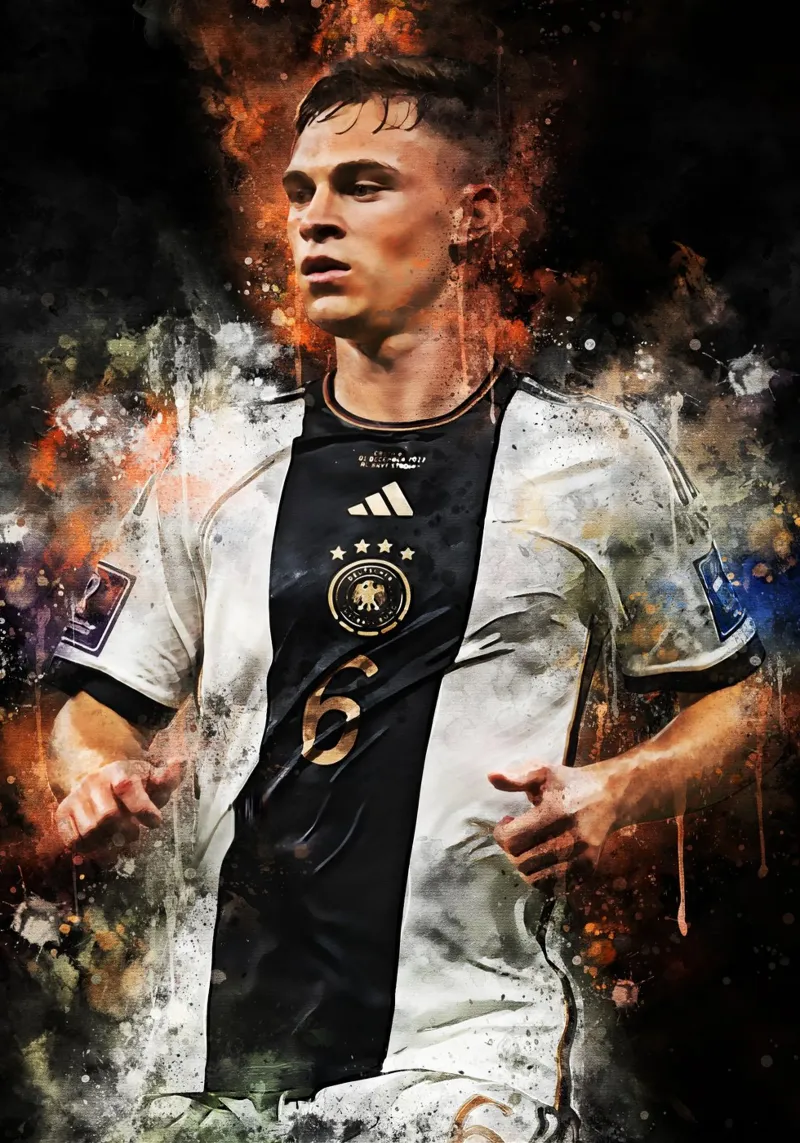 Joshua Kimmich poster con telaio in legno da MasterInkArt