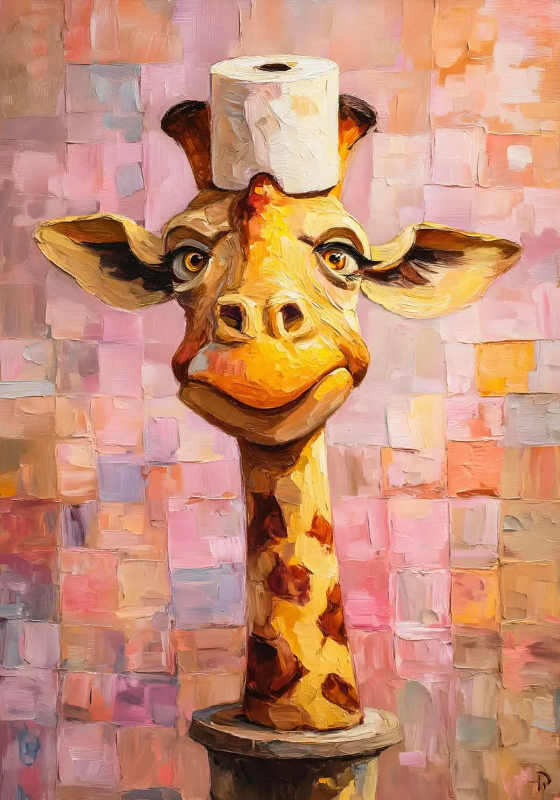giraffe toilet paper holder stand poster con telaio in legno da Custom4U