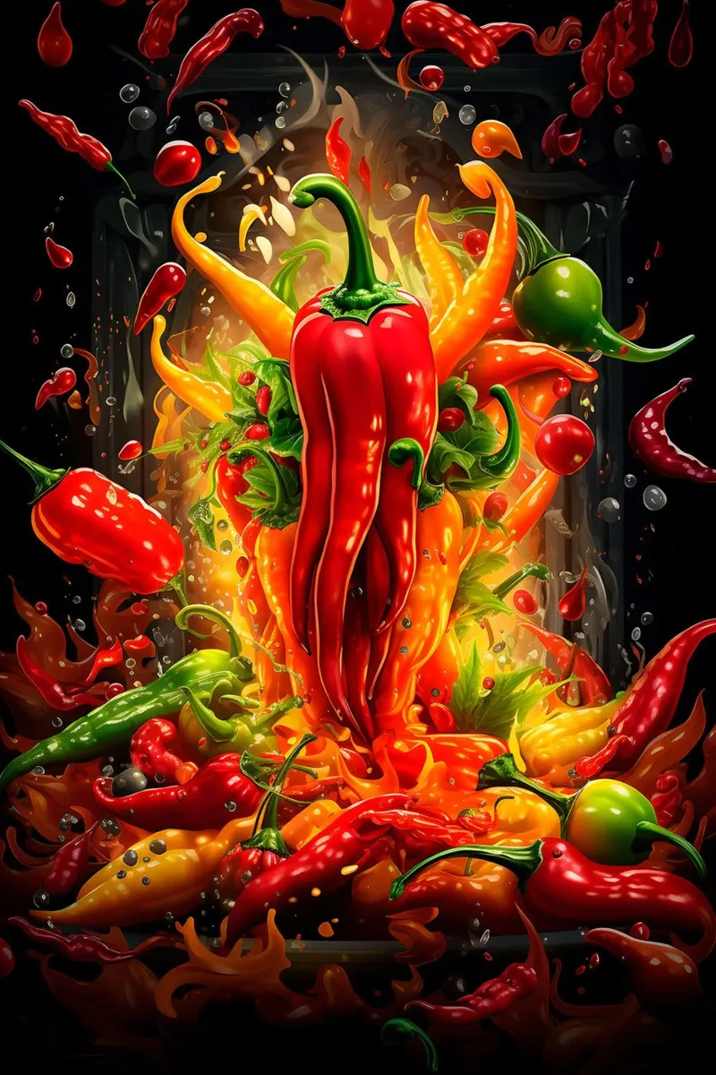Paprika Splash di Bettina Dittmann poster con telaio in legno da Jesse