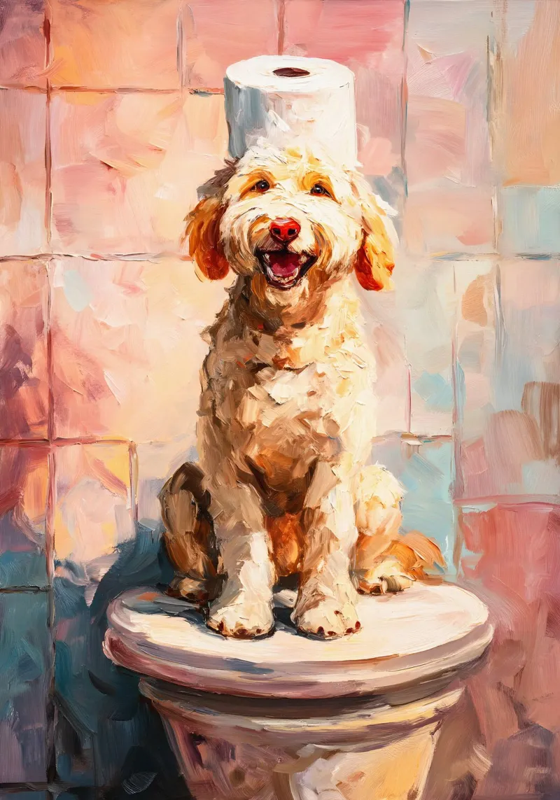 Goldendoodle toilet paper holder stand poster con telaio in legno da Custom4U