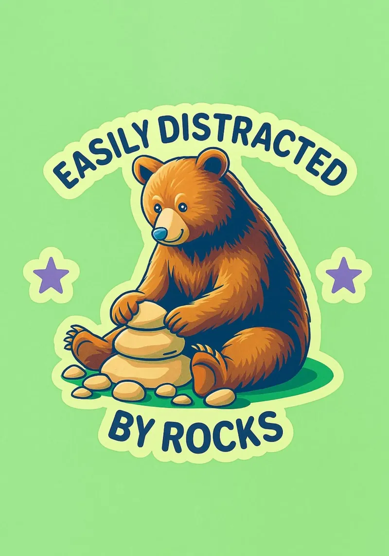 facilmente distratto da rocce orso poster con telaio in plastica da paroongs