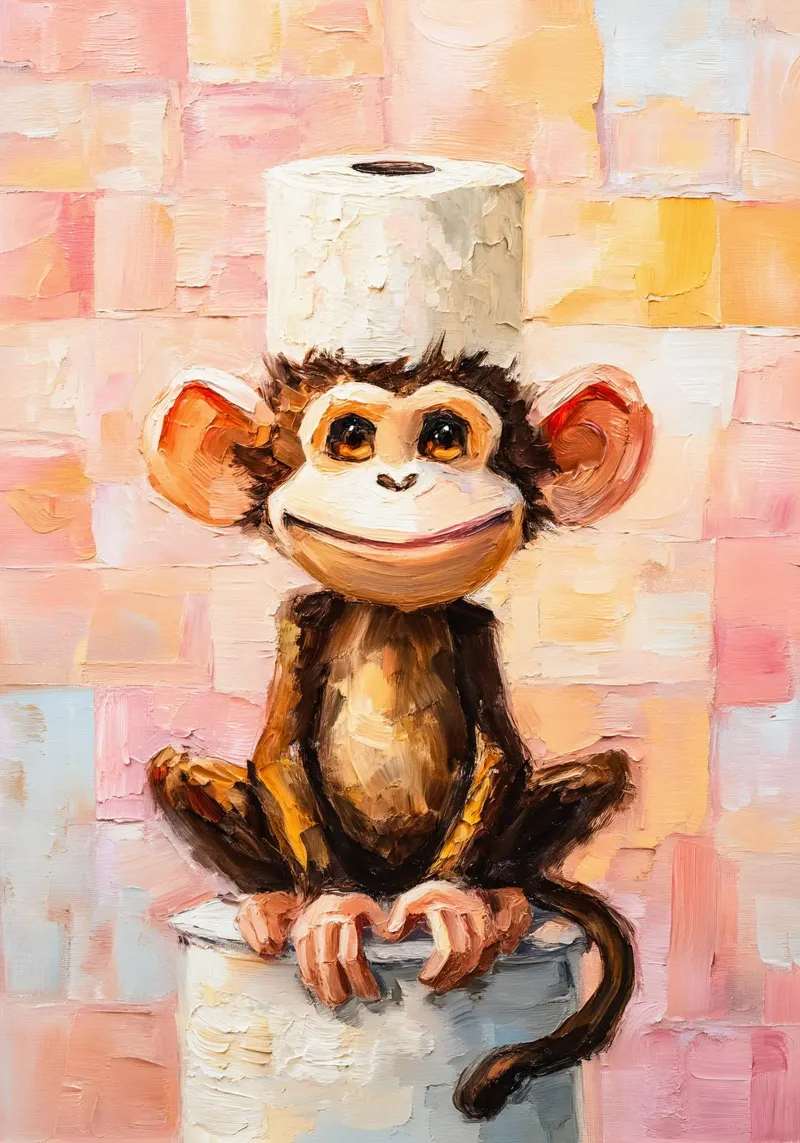 monkey toilet paper holder stand poster con telaio in plastica da Custom4U