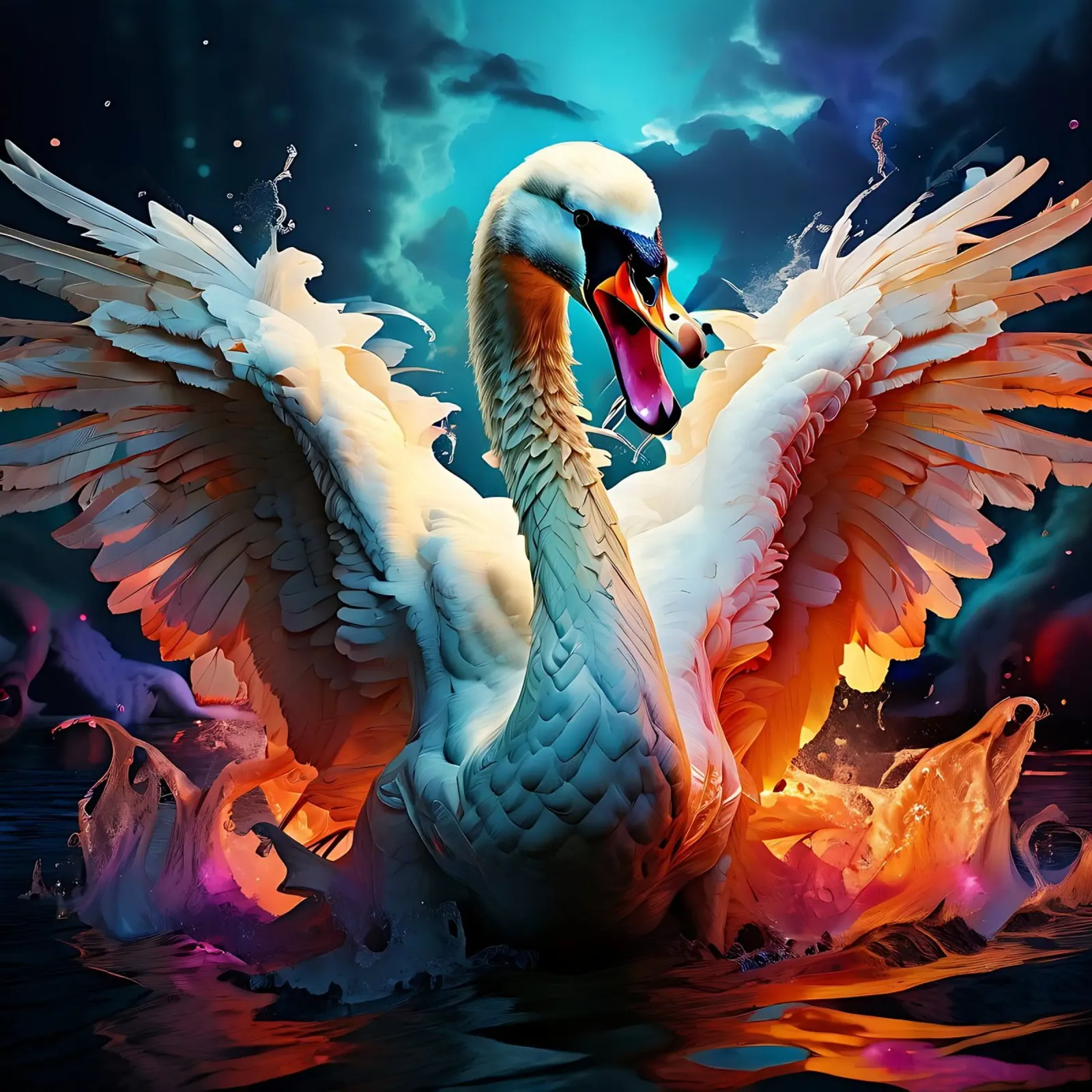 Cisne_estilo_J_1 poster con marco de plástico de Tierisch bunt by LK
