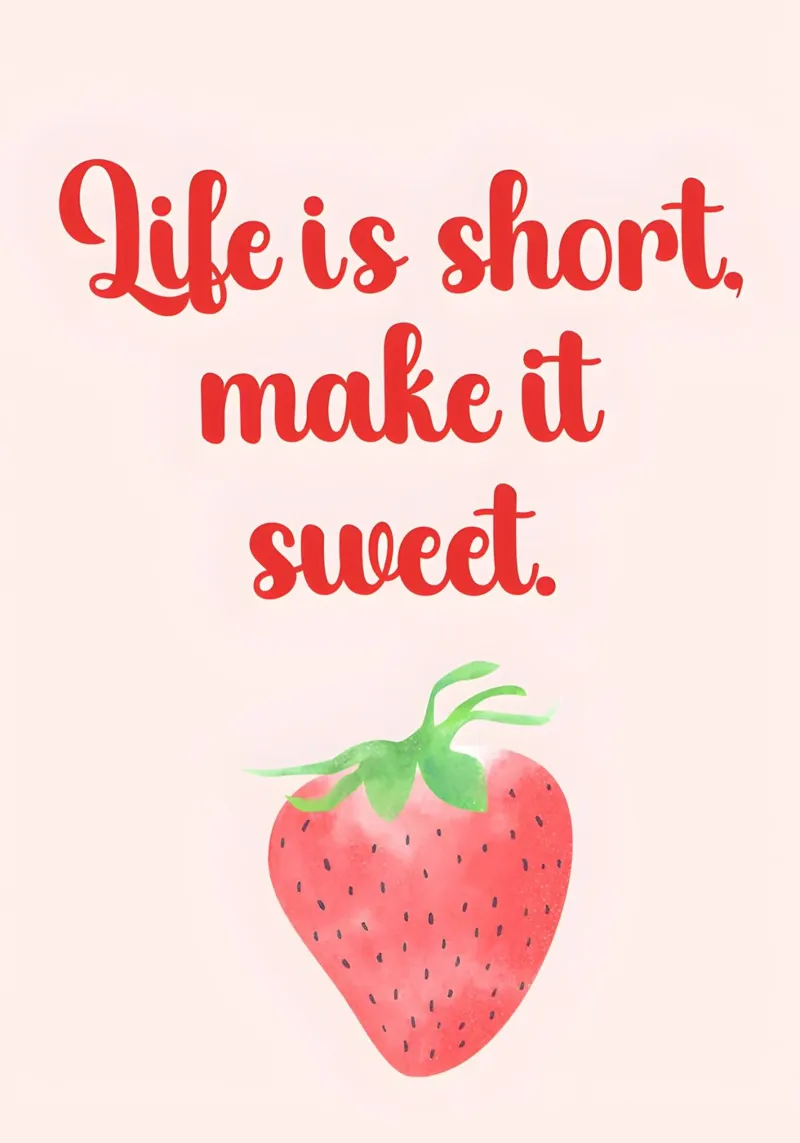 'Life iş short, make it sweet' poster con telaio in legno da Type & Tape
