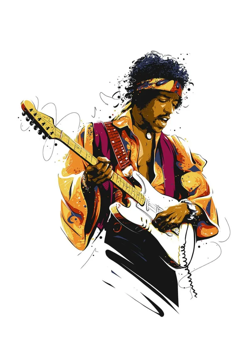 Chitarra di Jimi Hendrix poster con telaio in alluminio da James