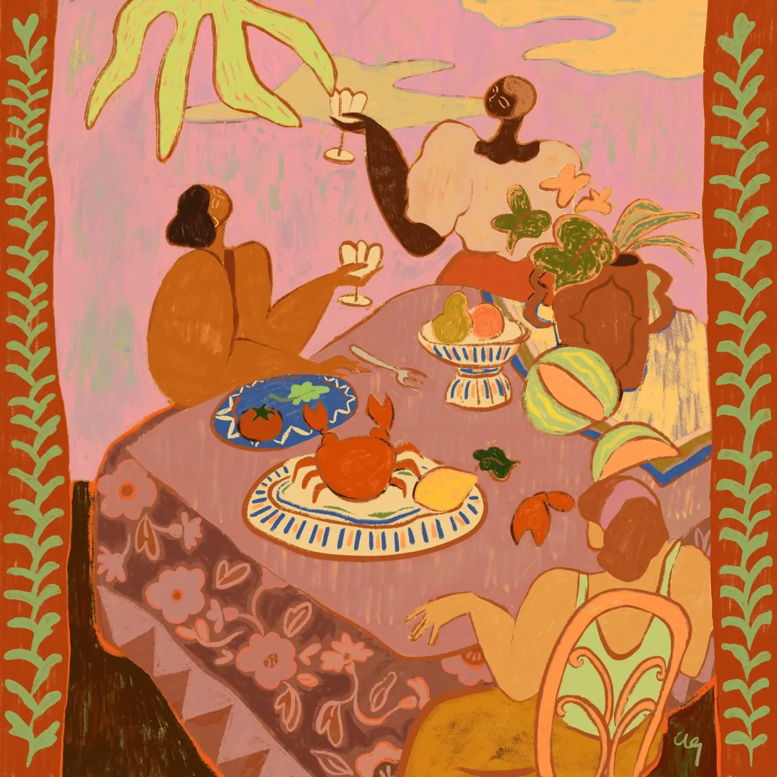Luncheon With The Ladies canvas by Arty Guava