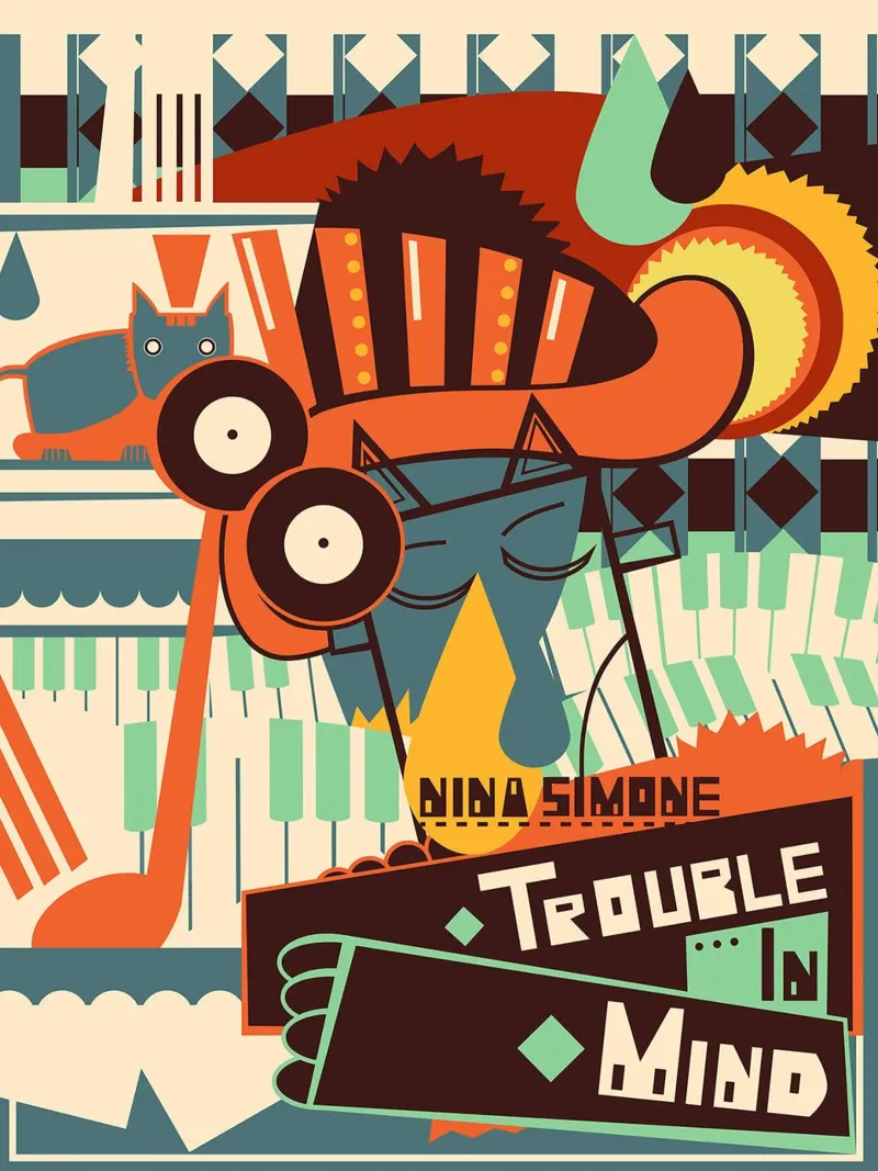 Nina Simone - Trouble in Mind poster con telaio in legno da James