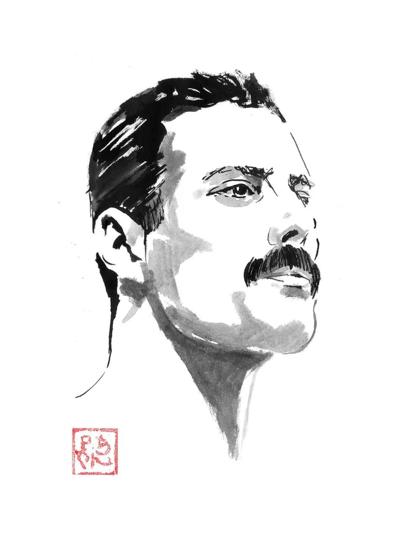 Freddie Mercury poster con telaio in legno da James