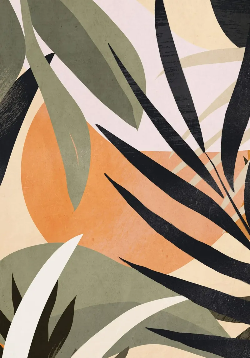 Abstracte kunst tropische bladeren 2 poster van ThingDesign