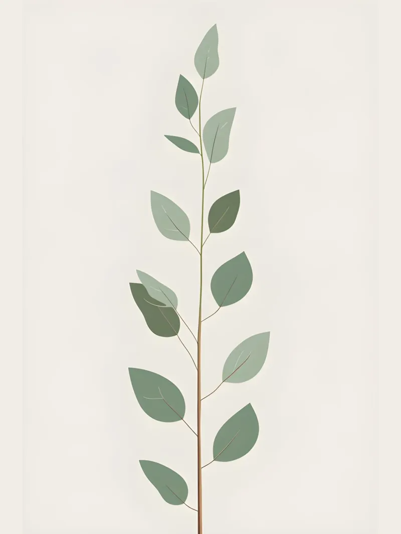 Eucalyptus Branch - Vertical poster con telaio in alluminio da The Green Room