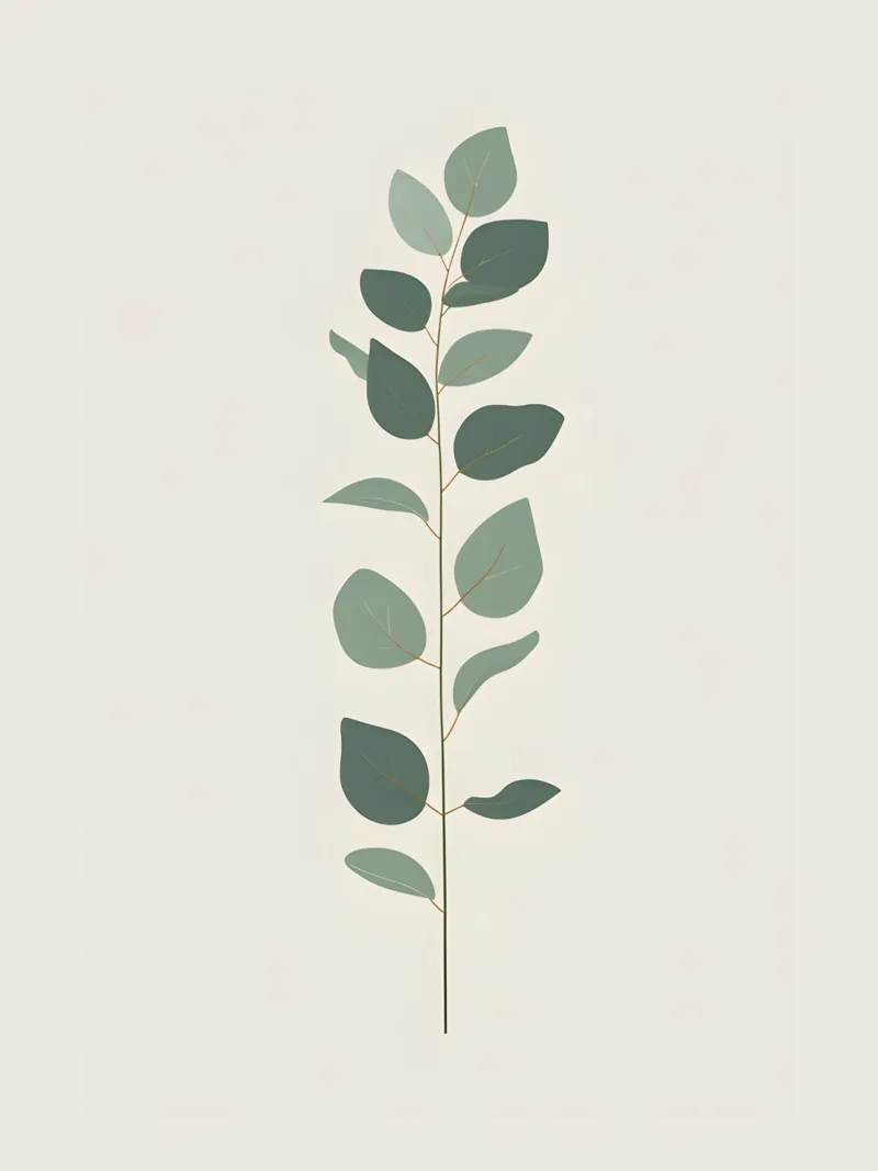 Eucalyptus Branch - Vertical poster con telaio in alluminio da The Green Room