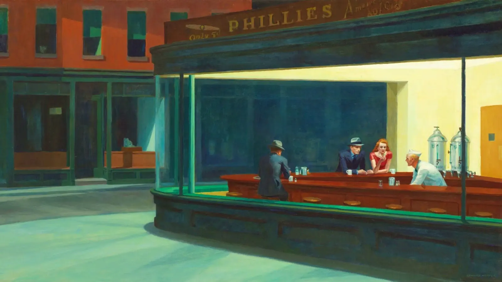 Nighthawks di Edward Hopper poster con telaio in alluminio da Classic Art Prints