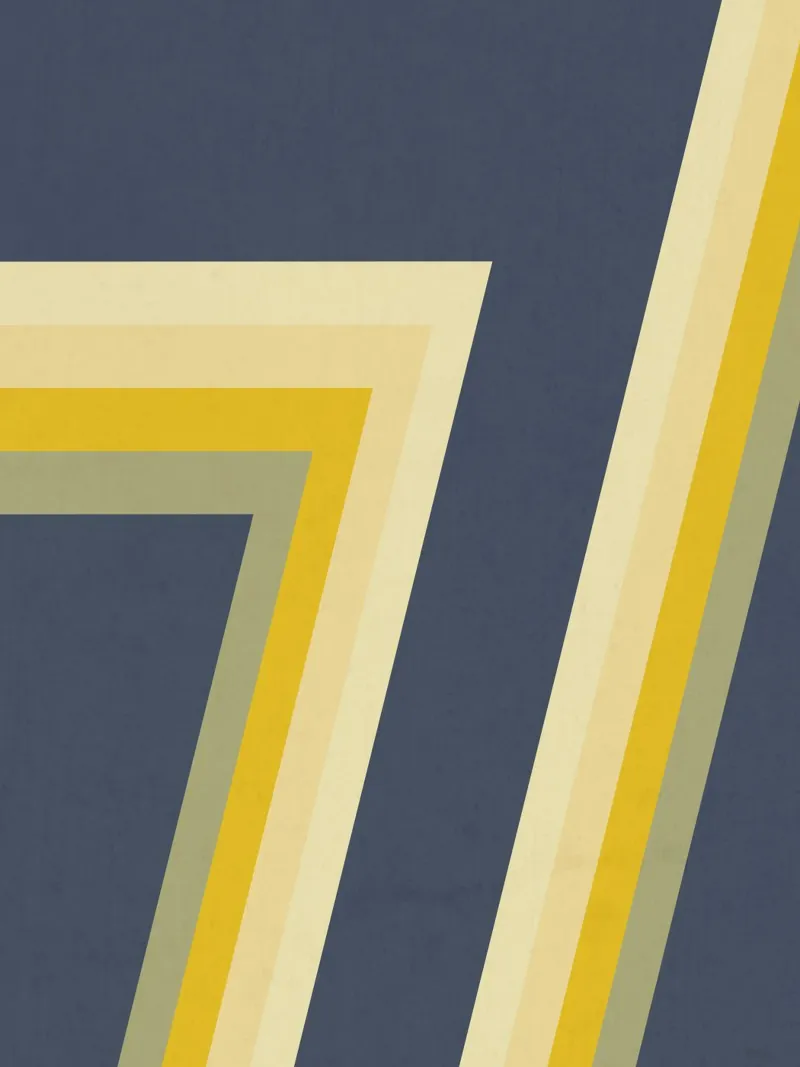 Strisce retrò vintage senza tempo in blu e giallo poster con telaio in alluminio da Petra Lang
