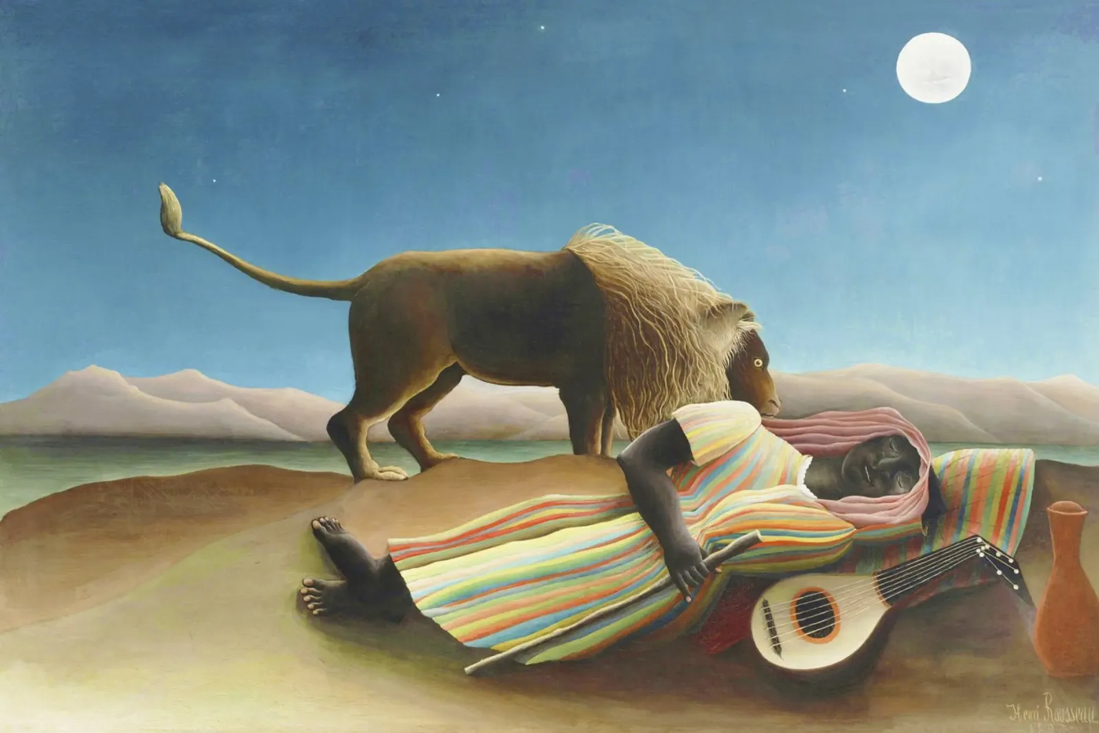 La zingara addormentata (1897) di Henri Rousseau poster con telaio in plastica da Art History