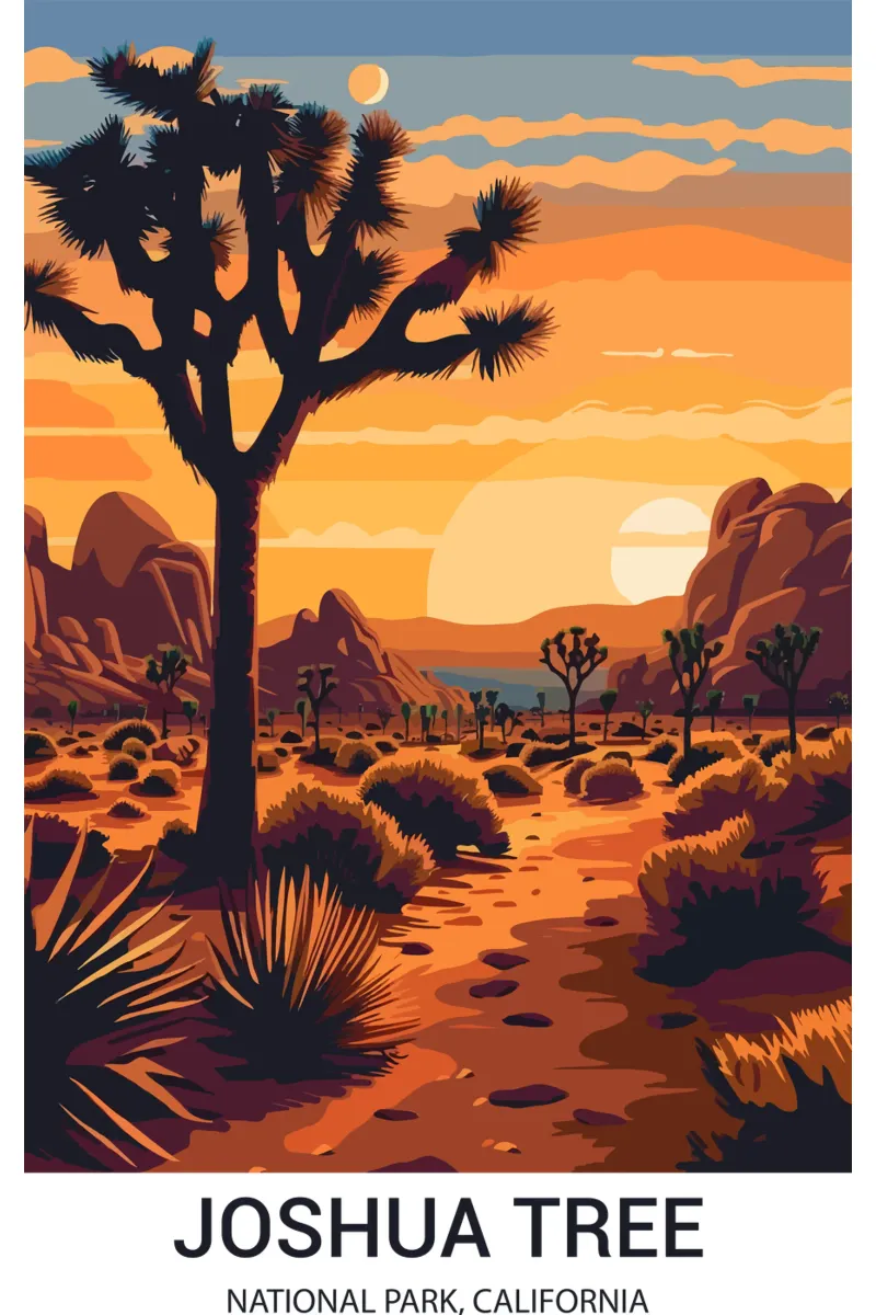 Parco nazionale di Joshua Tree, California, USA poster con telaio in plastica da Wanderlust Vibes