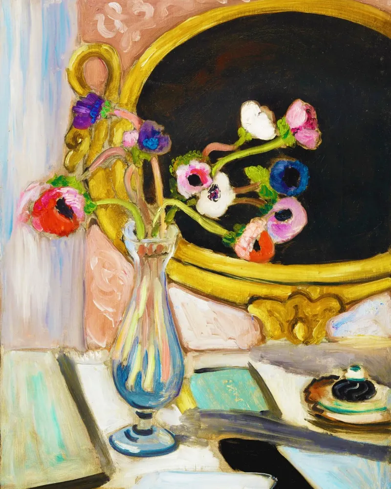 Anemoni con specchio nero (1919) di Henri Matisse poster con telaio in plastica da Venus Art
