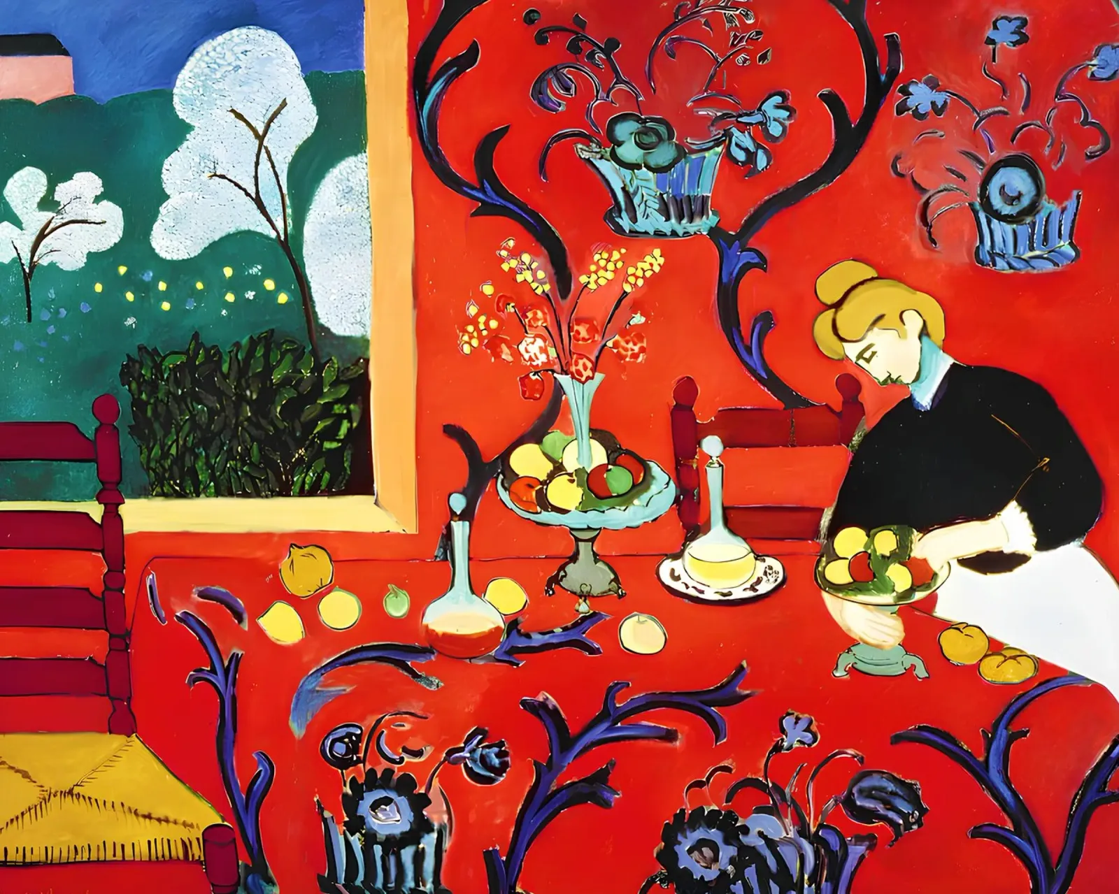 Il dessert: armonia in rosso (1908) di Henri Matisse poster con telaio in alluminio da Venus Art