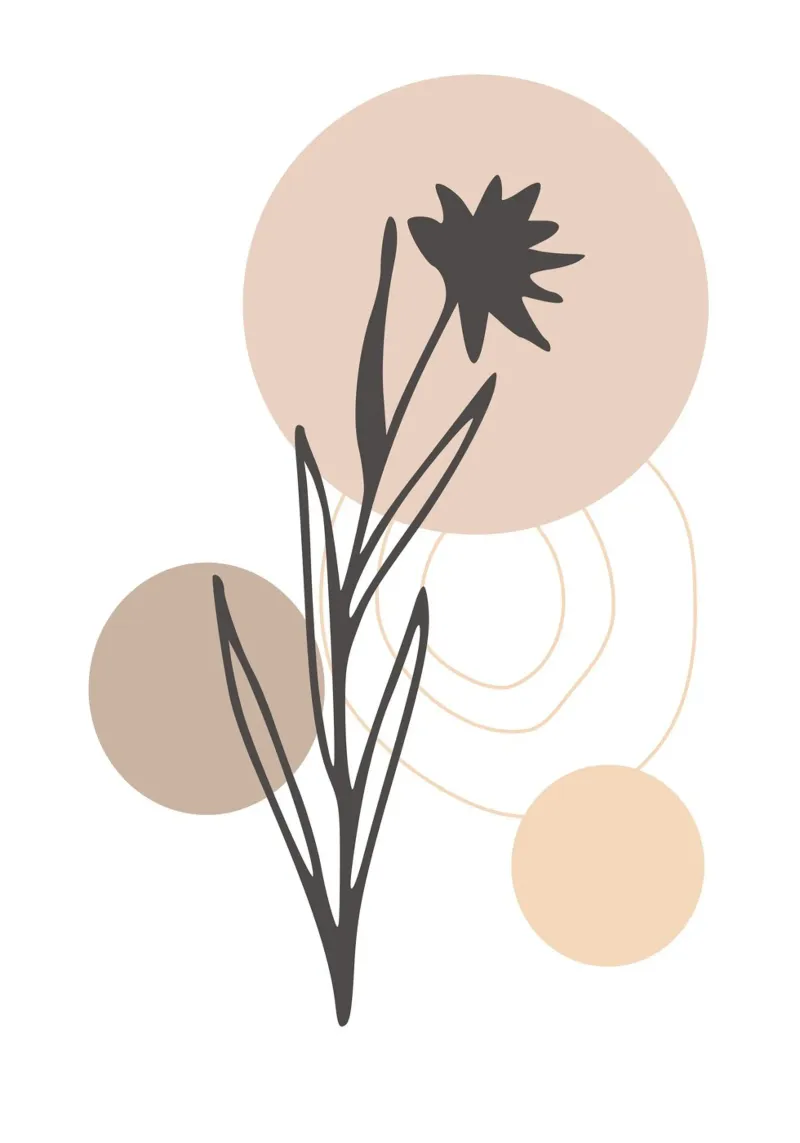 leaf with flower silhouette poster con telaio in legno da vintageshop