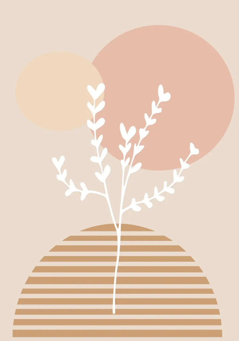 abstract white branch poster con telaio in legno da vintageshop