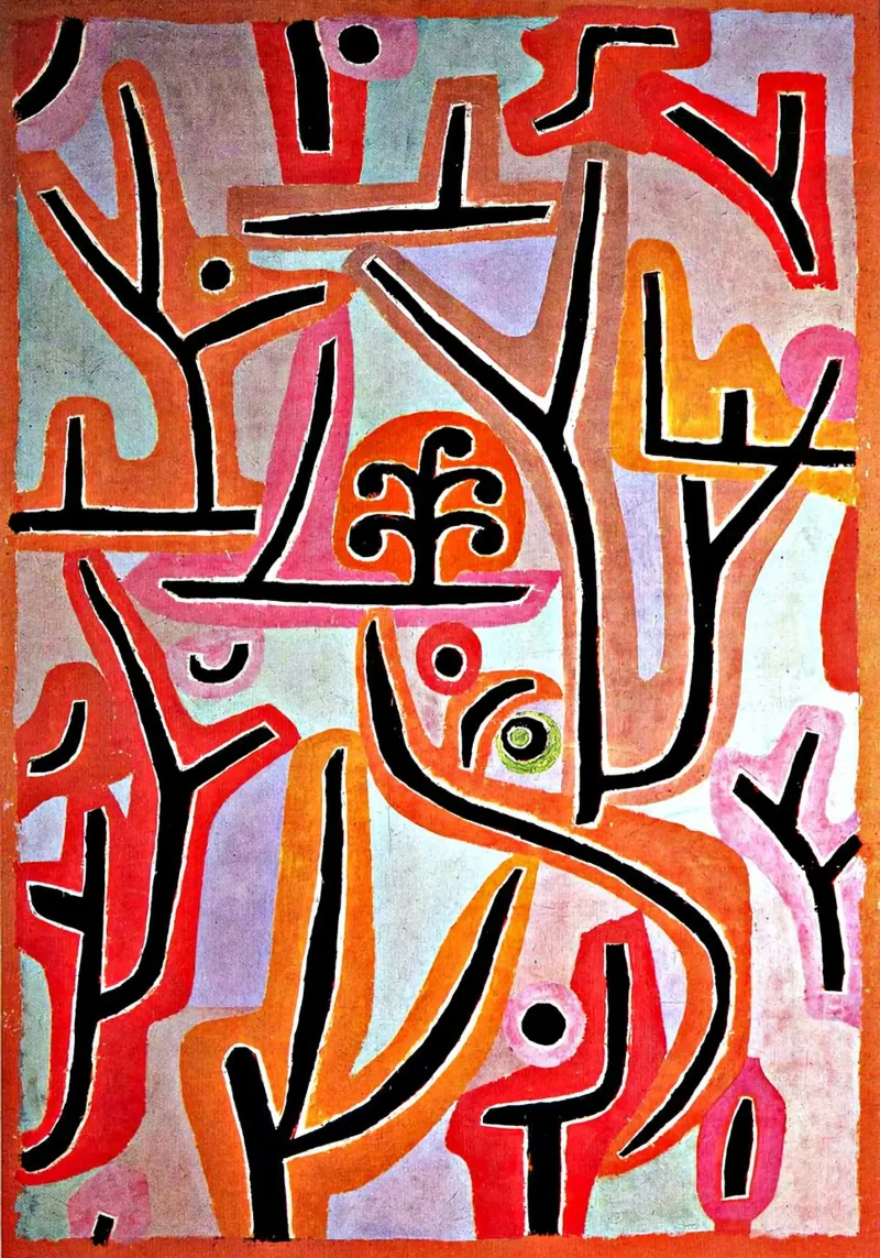 linee curve alberi poster con telaio in legno da Karl Martin
