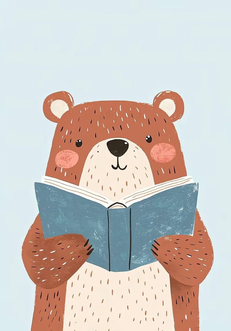 orso animale libro lettura cartone animato poster da Thomas Weber
