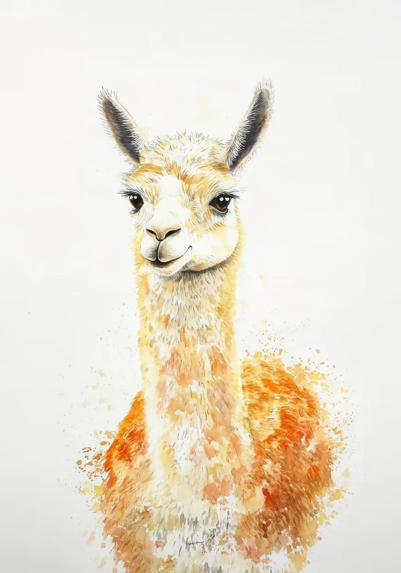 lama animale pelliccia orecchie occhi poster con telaio in plastica da Thomas Weber