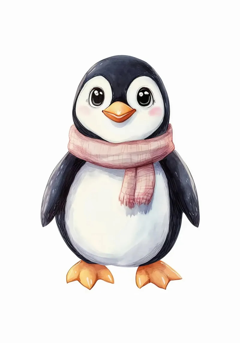 sciarpa pinguino cartone animato animale carino poster con telaio in alluminio da Thomas Weber