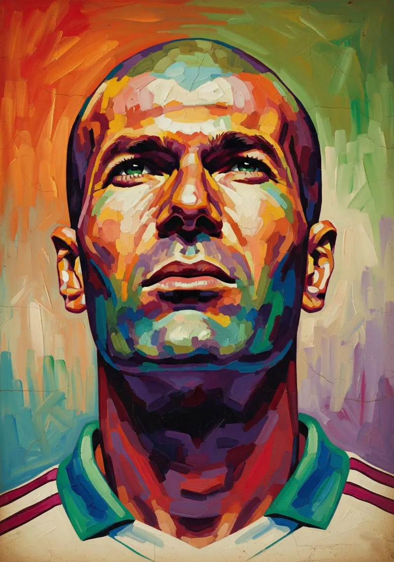 Zinedine Zidane abstracte kunst canvas met Baklijst van Lembayung art