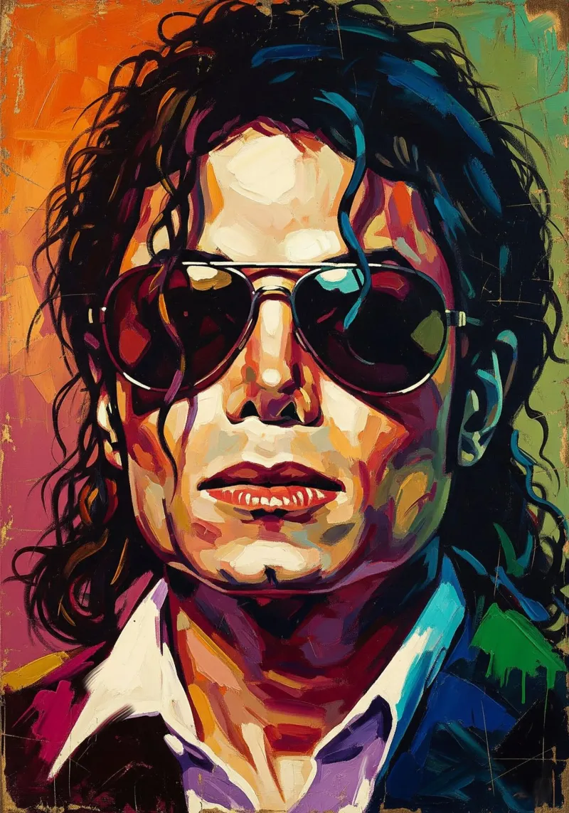 Abstracte kleurrijke kunst - Michael Jackson canvas met Baklijst van Lembayung art