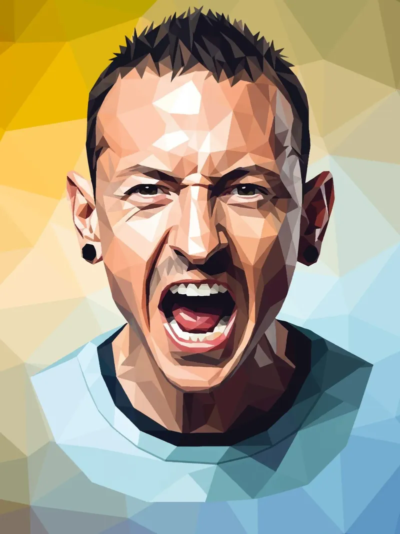 Chester Bennington Scream Low poly poster con telaio in plastica da Low Profile