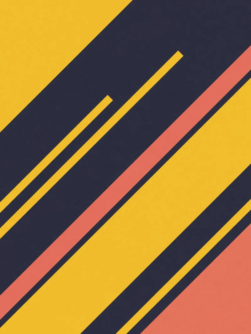 Strisce retrò in blu e giallo corallo poster con telaio in alluminio da Petra Lang