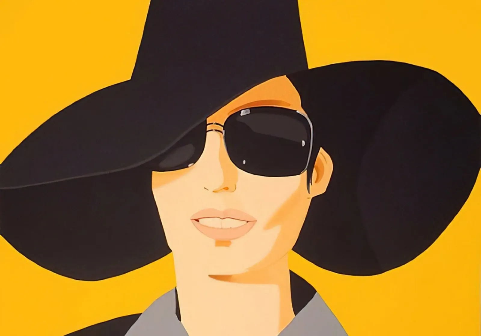 Alex Katz Vivien in cappello nero poster con telaio in legno da Marcobarshop